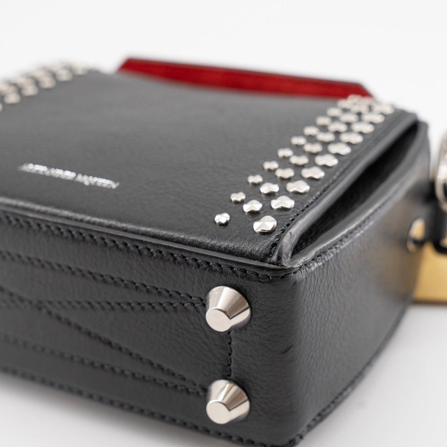 ALEXANDER MCQUEEN Grained Calfskin Studded Box Shoulder Bag 16 Black
