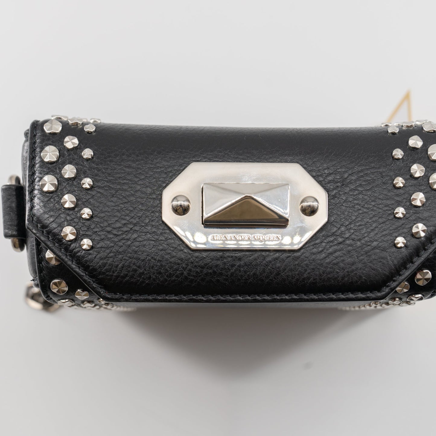 ALEXANDER MCQUEEN Grained Calfskin Studded Box Shoulder Bag 16 Black