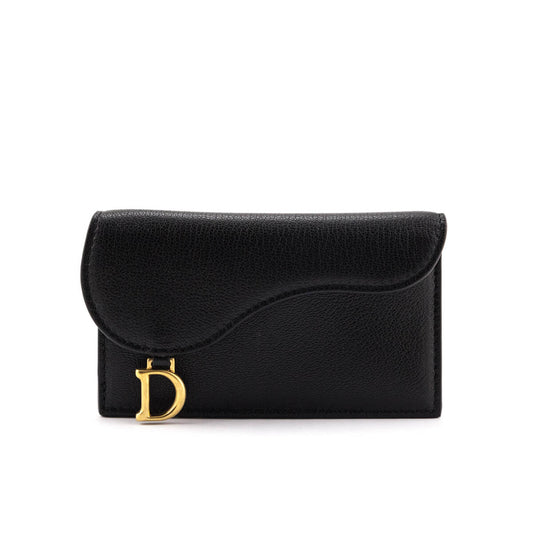 Dior Black Goatskin Saddle Cosmos Card Holder