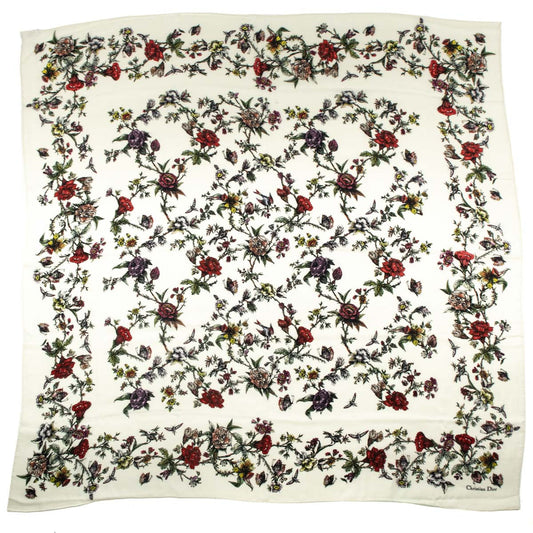 Dior White & Multicolor Jardins Cashmere Shawl