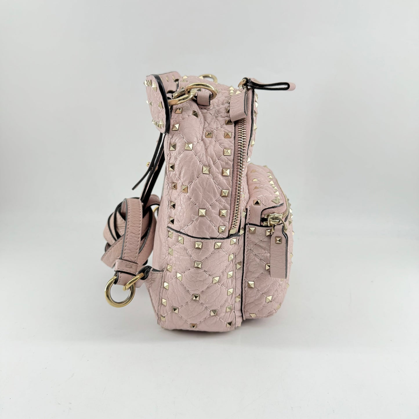 VALENTINO GARAVANI Nappa Quilted Mini Rockstud Spike Backpack Poudre