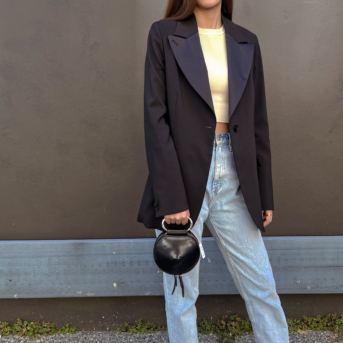 3.1 Phillip Lim Black Alix Circle Leather Clutch