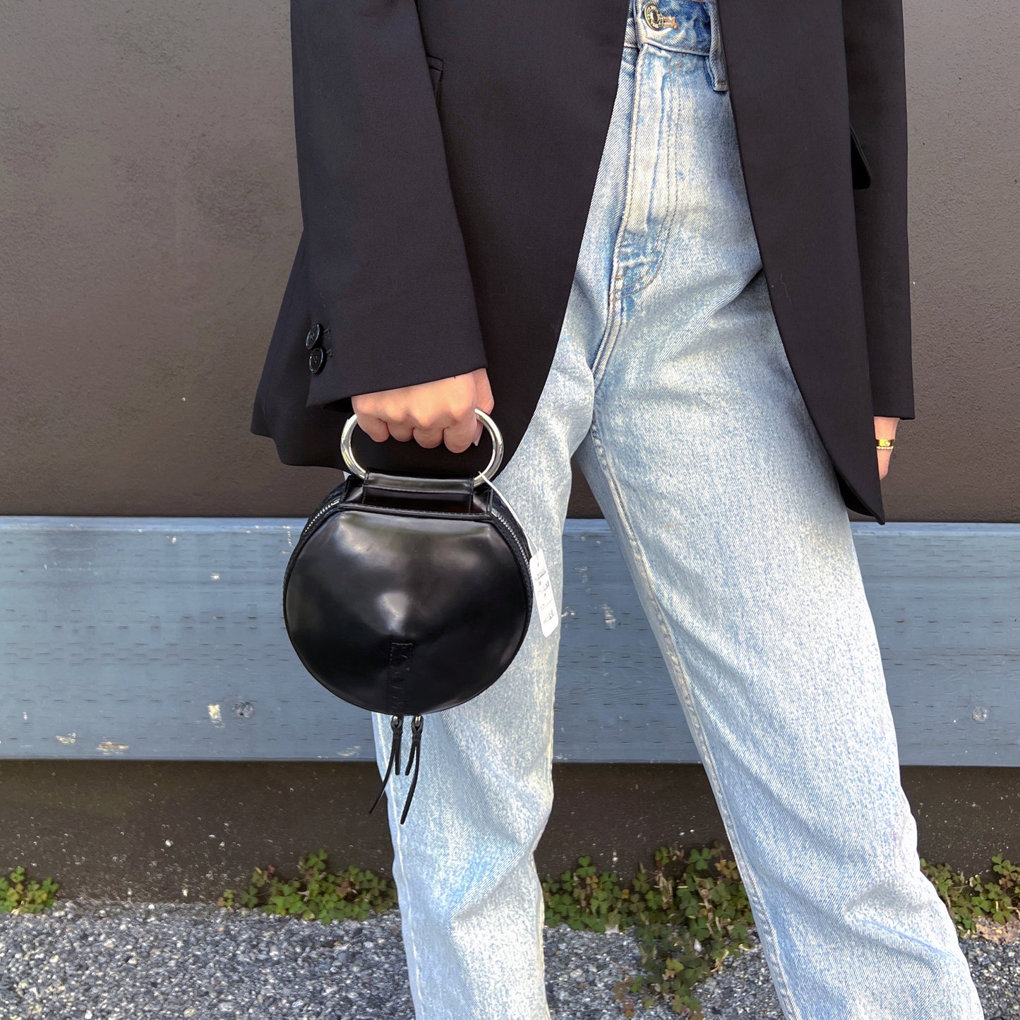 3.1 Phillip Lim Black Alix Circle Leather Clutch