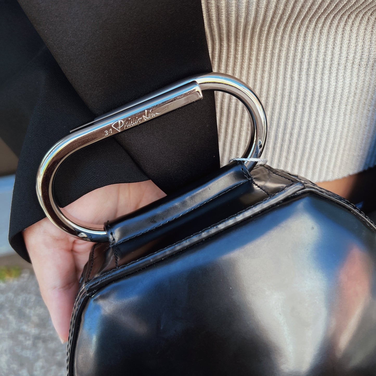 3.1 Phillip Lim Black Alix Circle Leather Clutch