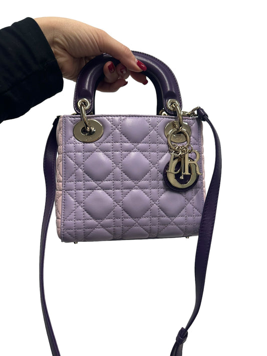 DIOR - Purple Pink Lilac Lambskin Cannage Tri-Color Mini Lady Dior