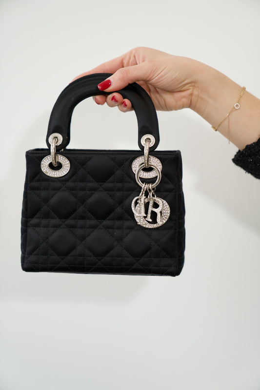 DIOR - Mini Lady Dior Black Satin