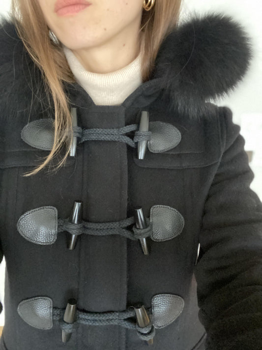 BURBERRY "BLACKWELL" Hooded Duffle Coat With Detachable Trim - Size UK 8 / US 6 / GER 36