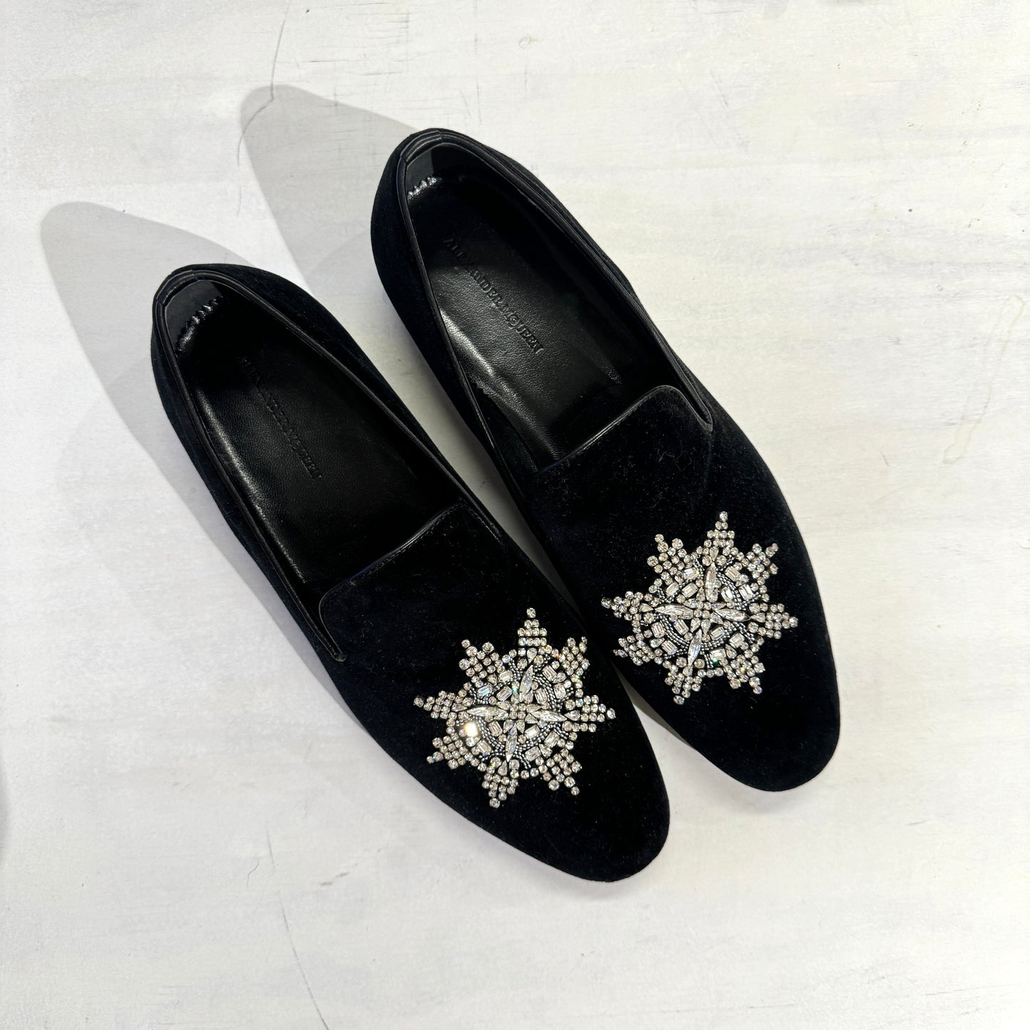 Alexander McQueen Crystal Velvet Men's Loafer Size42