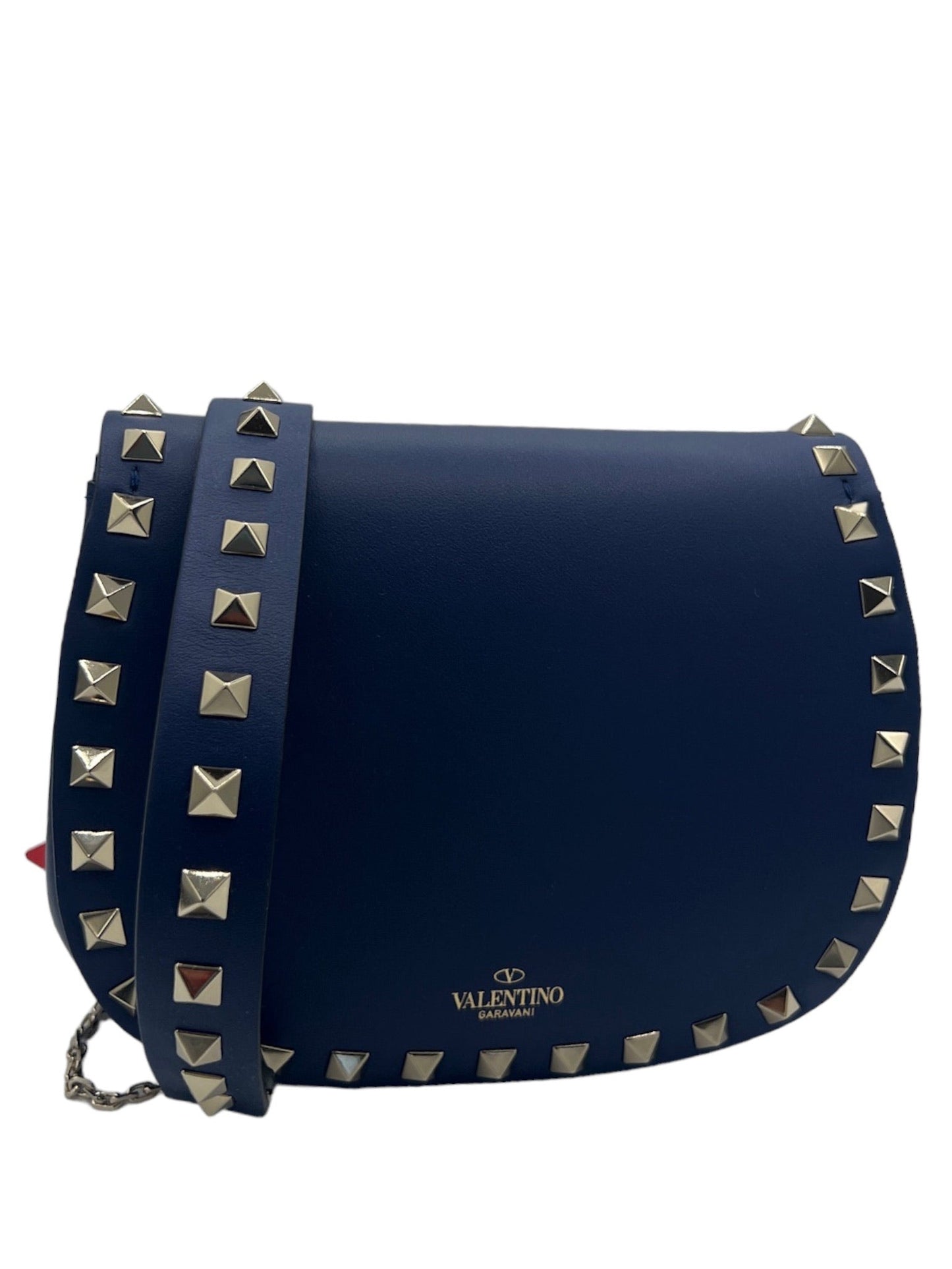 VALENTINO - Vitello Rockstud Halfmoon Saddle Bag