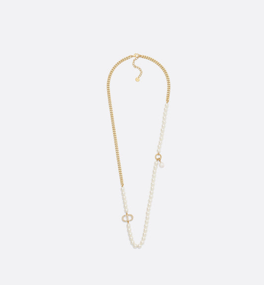 30 Montaigne Long Necklace Gold Finish Metal And Silver-Tone Crystals