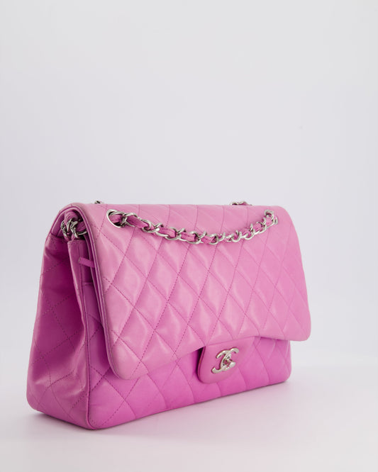 Chanel Lilac Classic Jumbo Double Flap Bag in Lambskin  with Silver Hardware