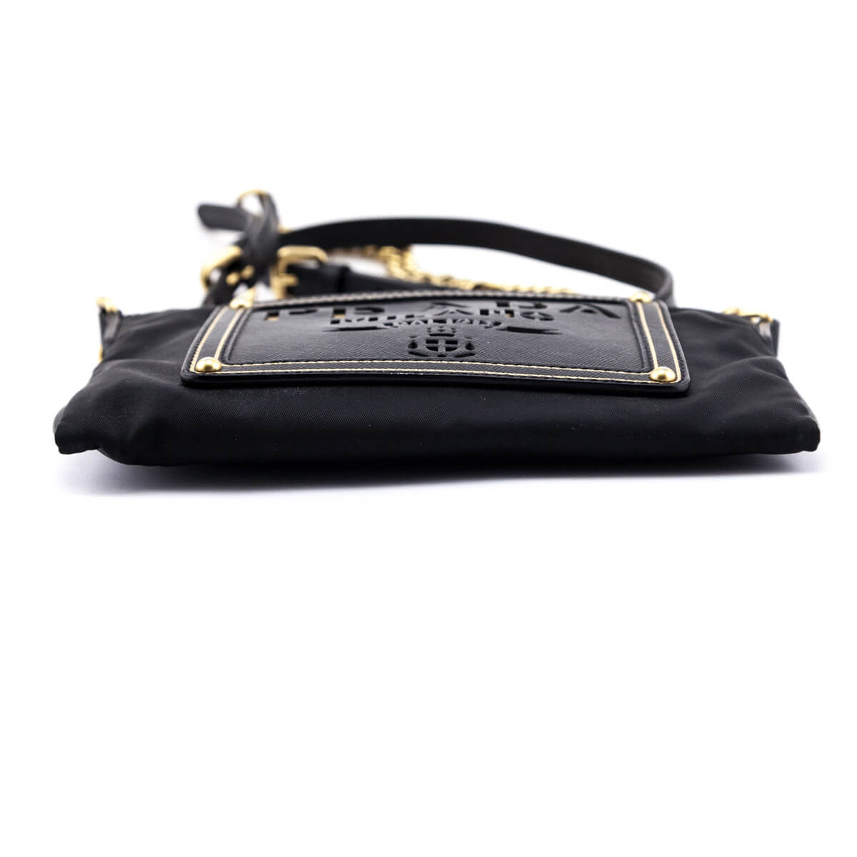 Prada Black Nylon & Saffiano Oro Crossbody