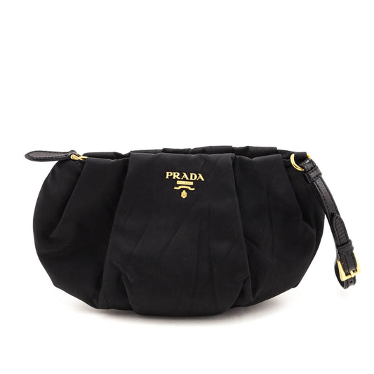 Prada Black Pleated Tessuto Wristlet