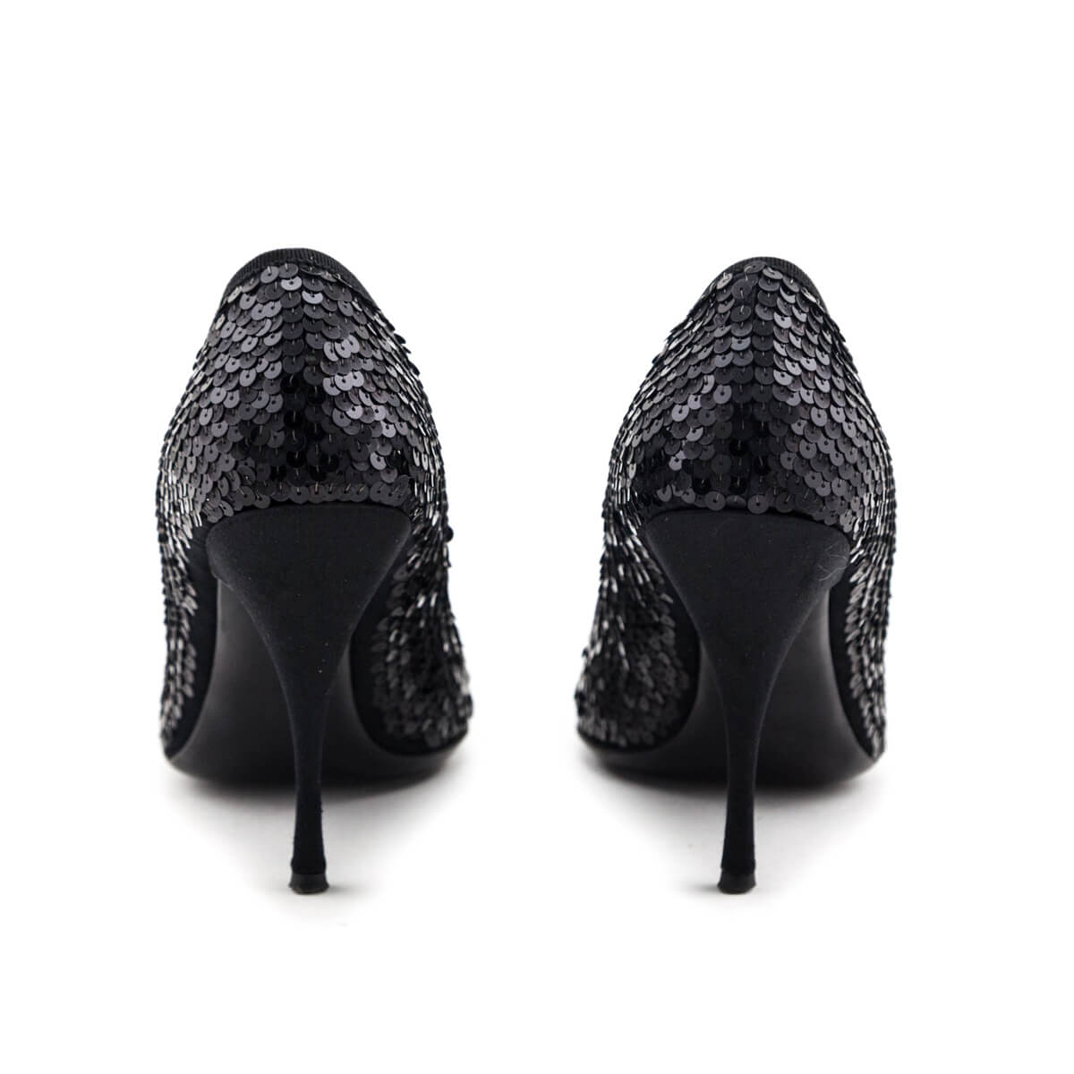 Prada Black Sequin & Satin Bow Pumps Size US 8.5 | EU 38.5