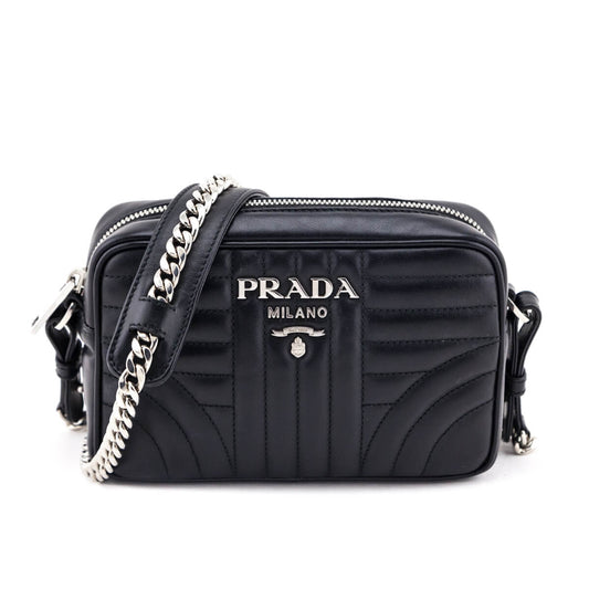 Prada Black Soft Calfskin Diagramme Camera Bag