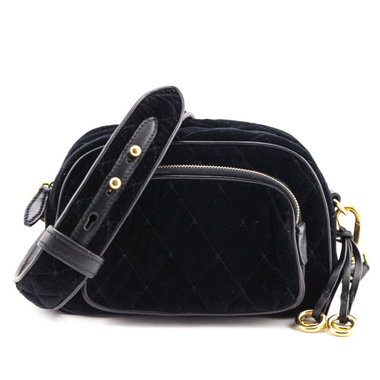 Prada Black Velvet Quilted Crossbody Belt Bag