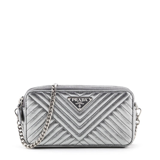 Prada Chrome Quilted Nappa Leather Mini Bag