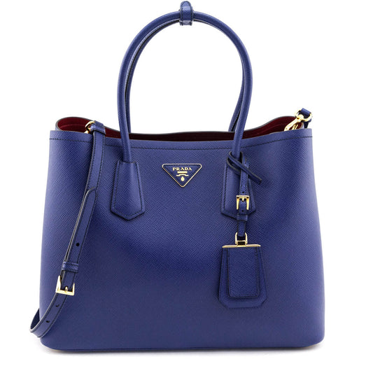 Prada Inchiostro Fuoco Saffiano Large Double Bag
