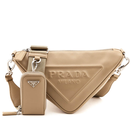 Prada Sabbia Grace Lux Calfskin Triangle Shoulder Bag