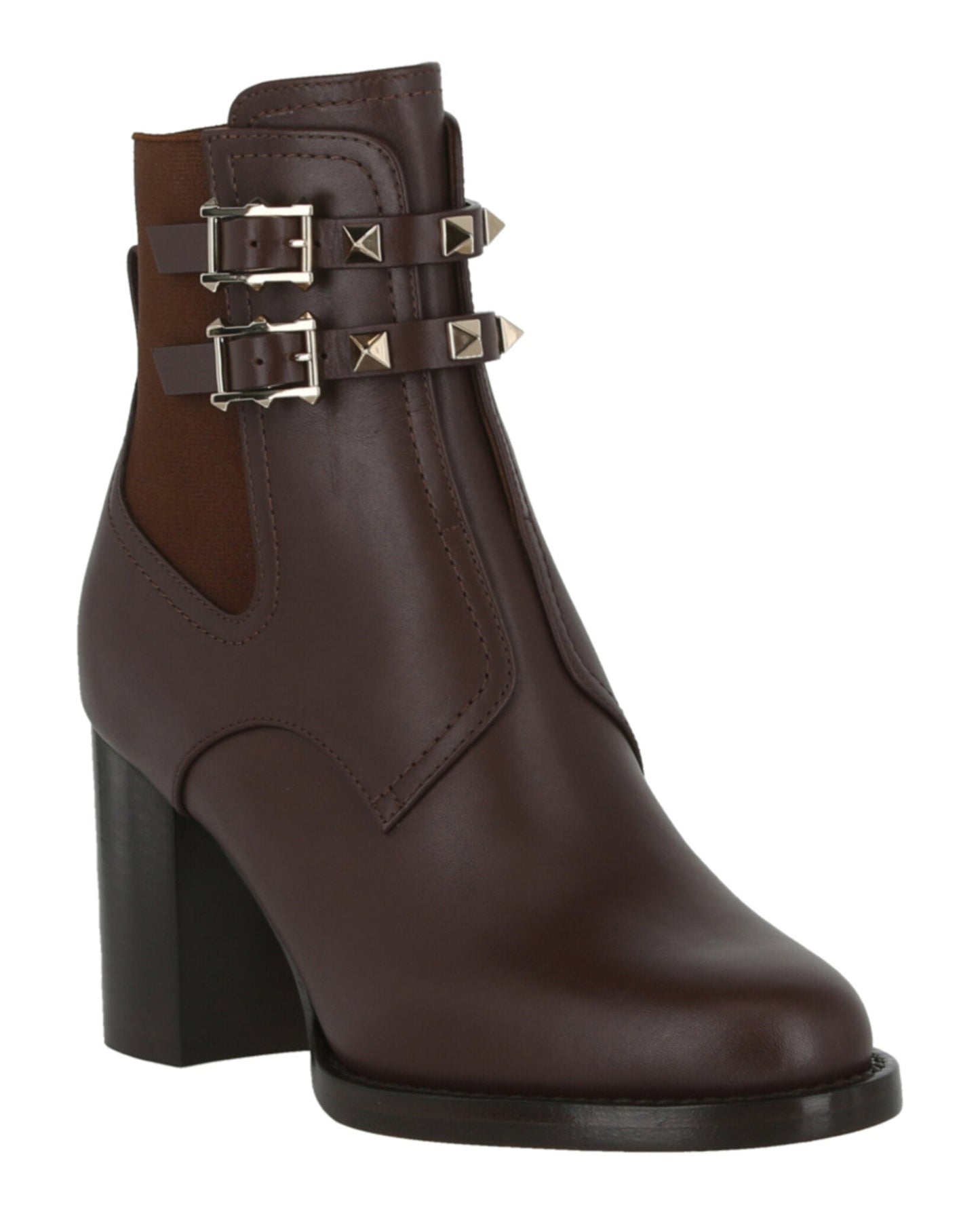 Valentino Womens Rockstud Calfskin Buckle-Strap Ankle Boots