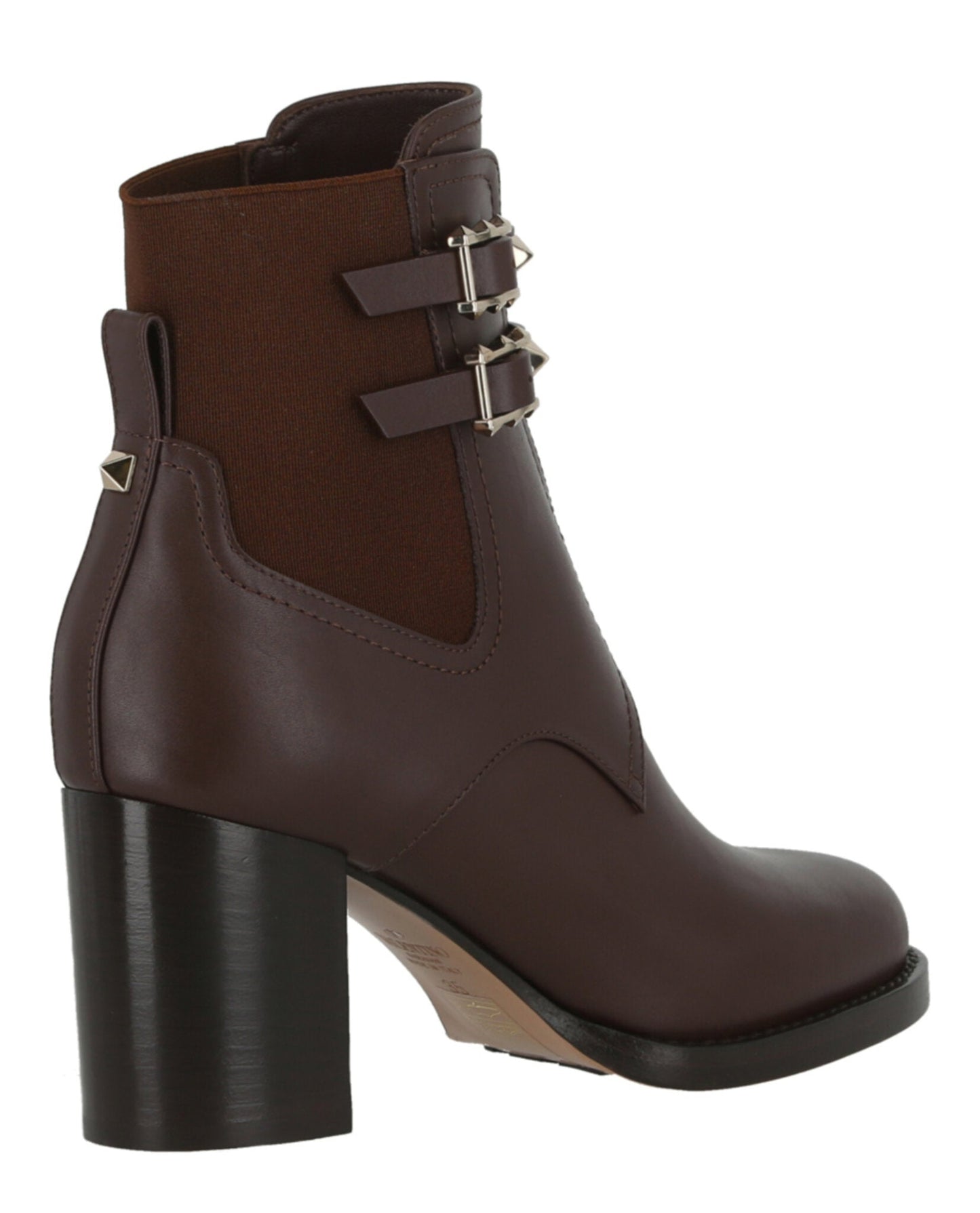Valentino Womens Rockstud Calfskin Buckle-Strap Ankle Boots