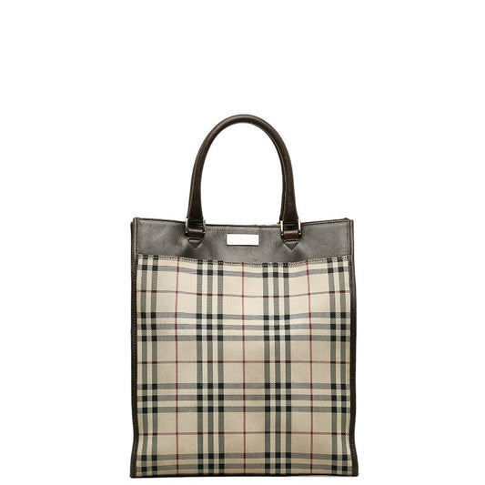 Burberry Nova Check Tote Bag Beige PVC Leather  Burberry