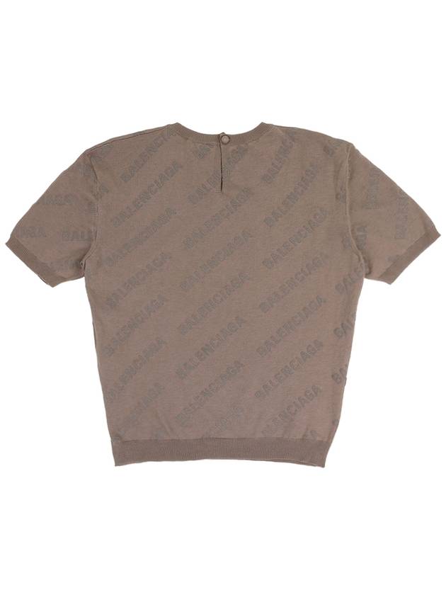 Balenciaga Cotton Diagonal Logo Short Sleeve T-Shirt Brown