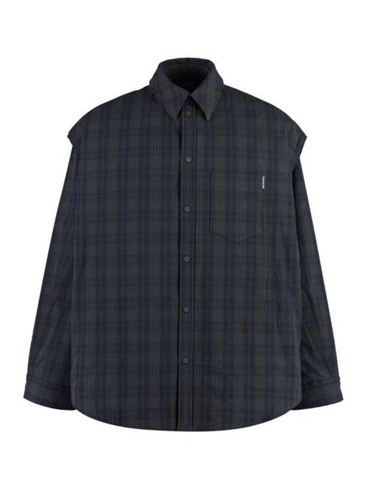 Balenciaga Checked Pattern Long Sleeve Shirt Grey