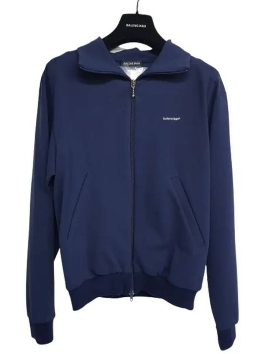 Balenciaga Logo Zip-Up Jacket Navy