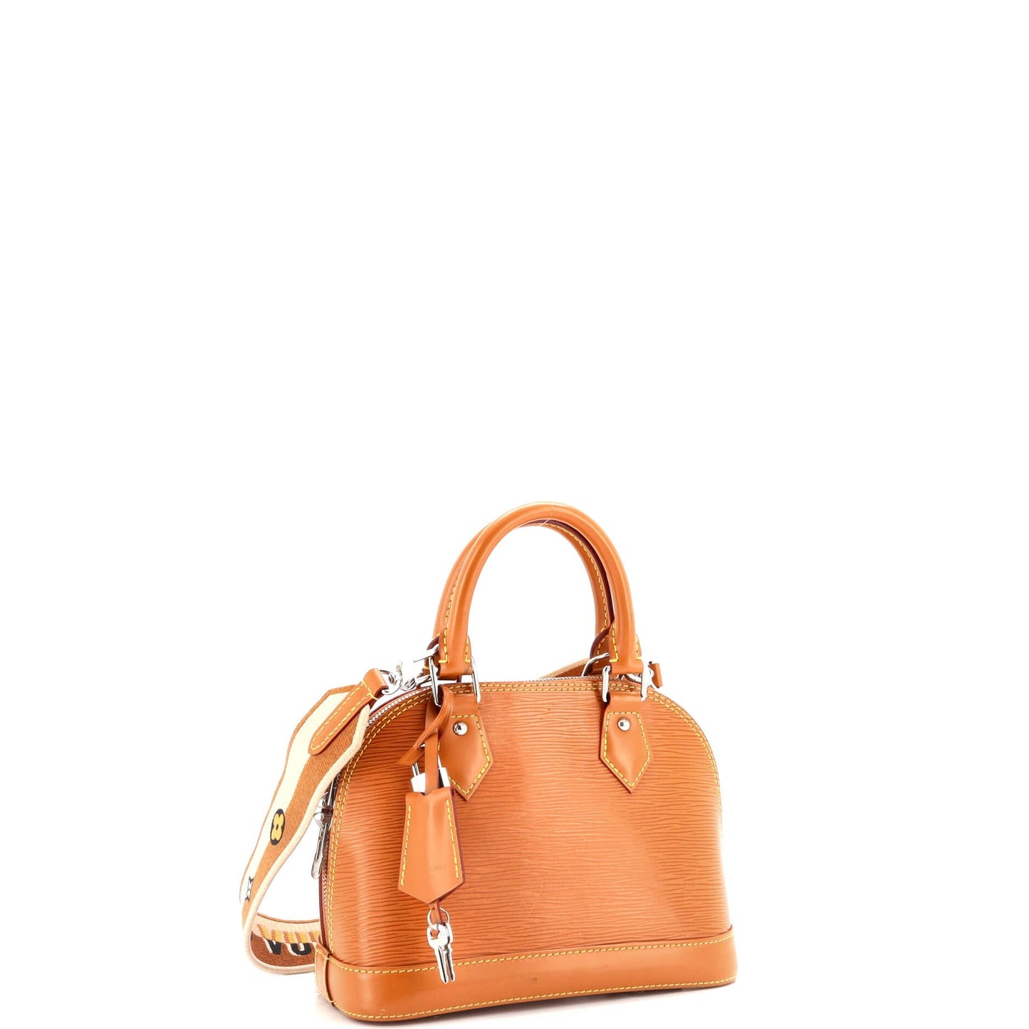 Alma Handbag Epi Leather with Logo Jacquard Strap BB