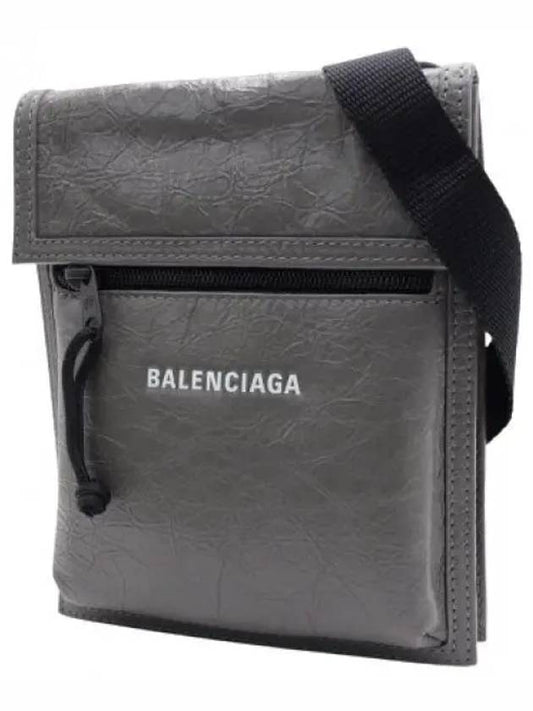 Balenciaga Explorer Leather Cross Bag Grey