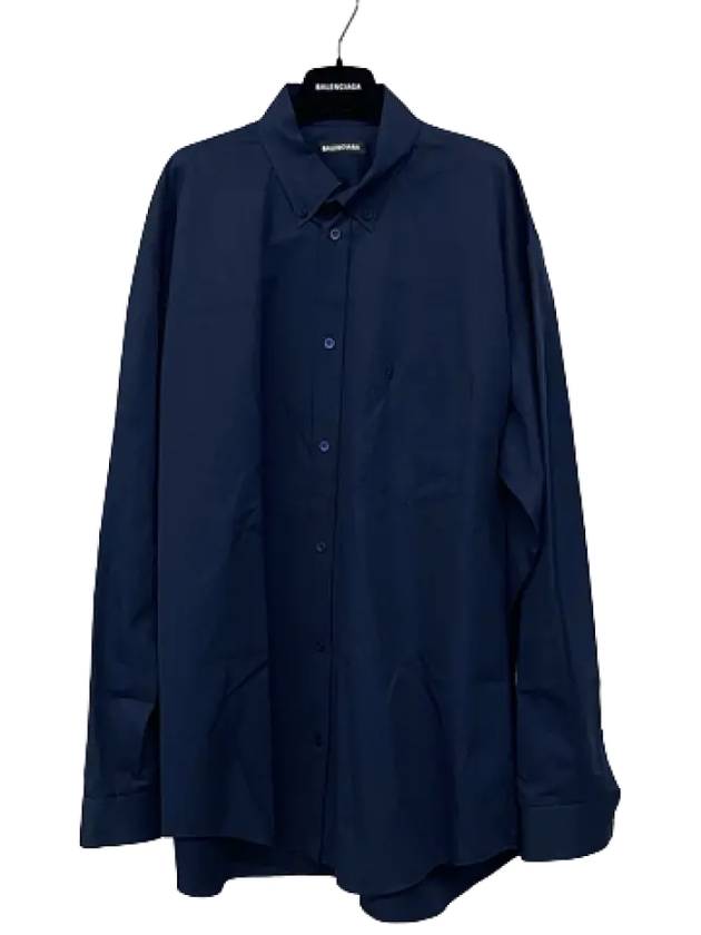 Balenciaga Back Logo Long Sleeve Shirt Navy