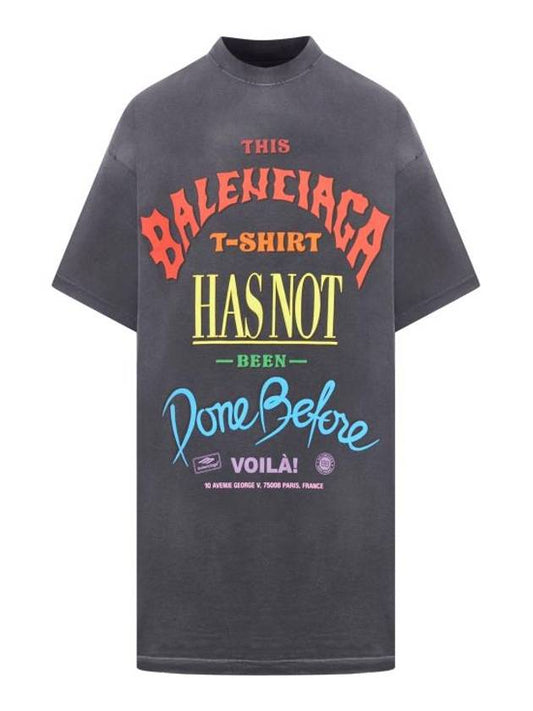 Balenciaga Slogan Print Oversized Short Sleeve T-Shirt Black