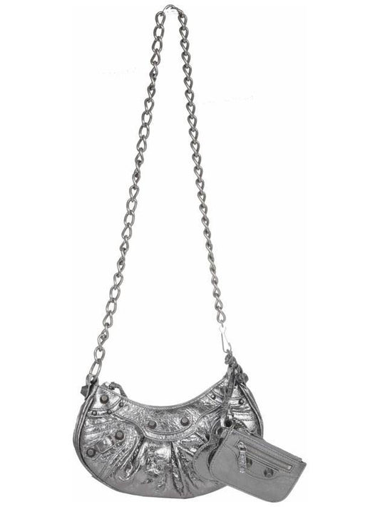 Balenciaga WoMen's Le Cagole XS Chain Metal Shoulder Bag Silver