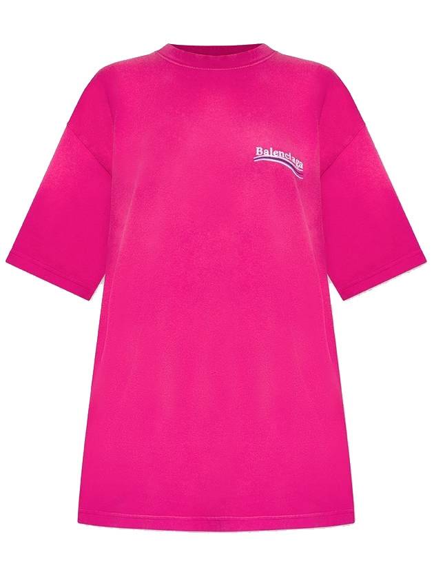 Balenciaga Wave Logo Political Campaign Large Fit Short Sleeve T-Shirt Pink