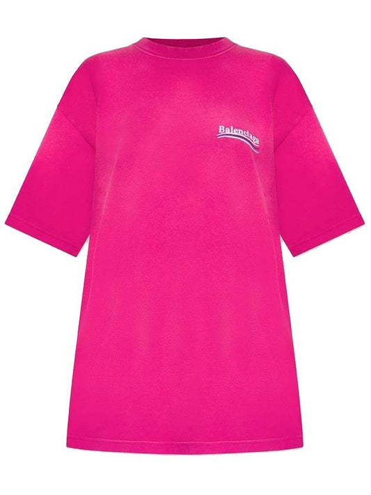 Balenciaga Wave Logo Political Campaign Large Fit Short Sleeve T-Shirt Pink