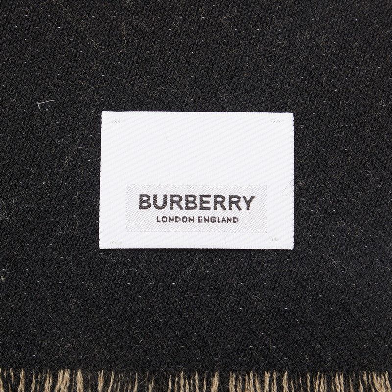 Burberry Logo Scarf Beige Black Wool Ladies