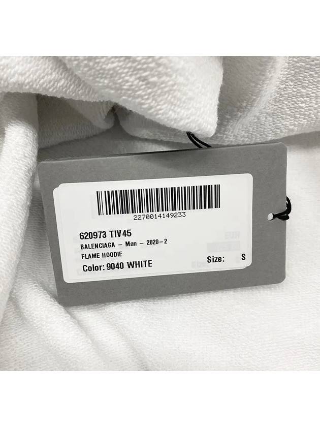 Balenciaga Embroidered Flame Logo Hoodie White