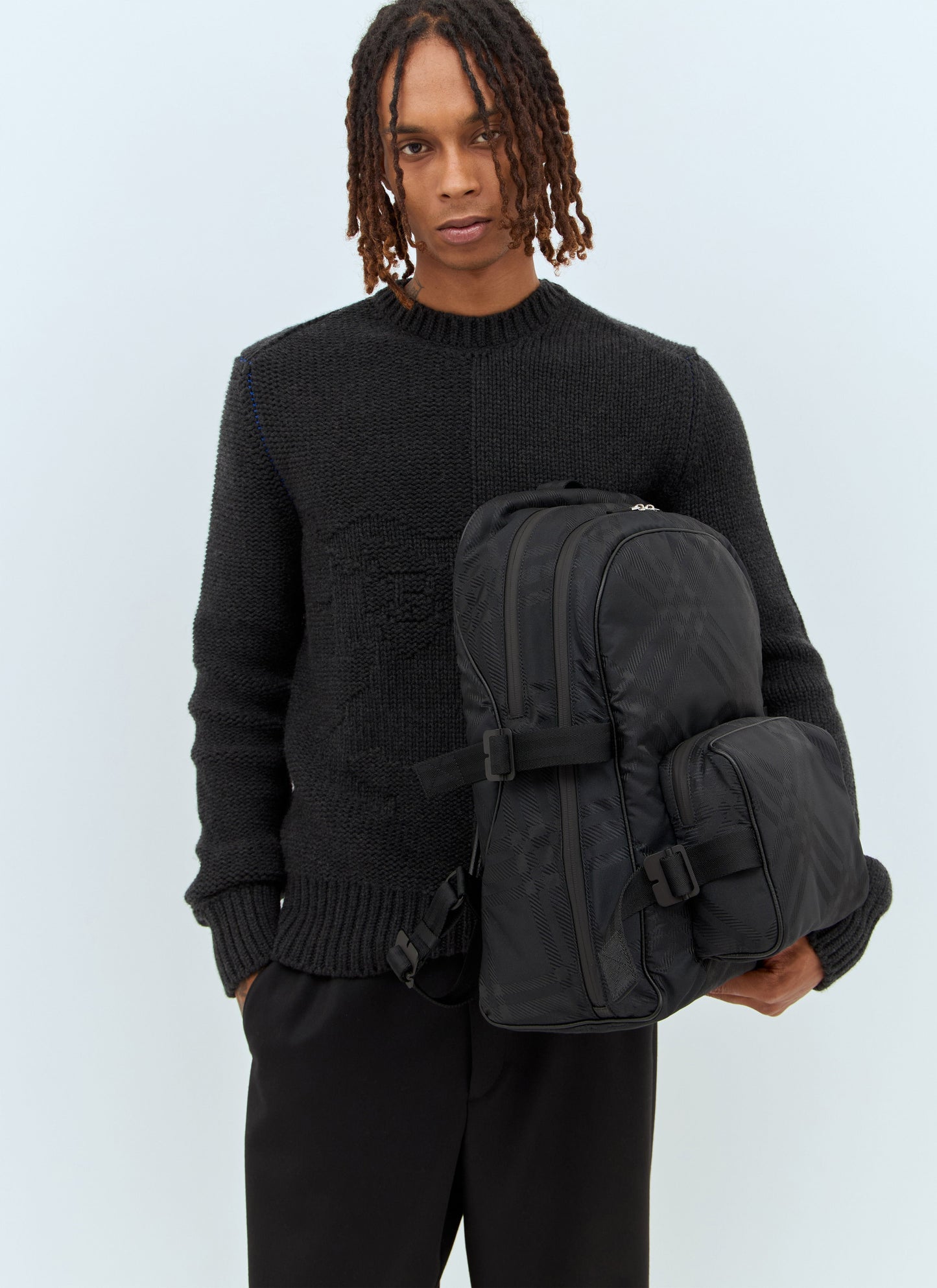 Burberry Men Check Jacquard Backpack