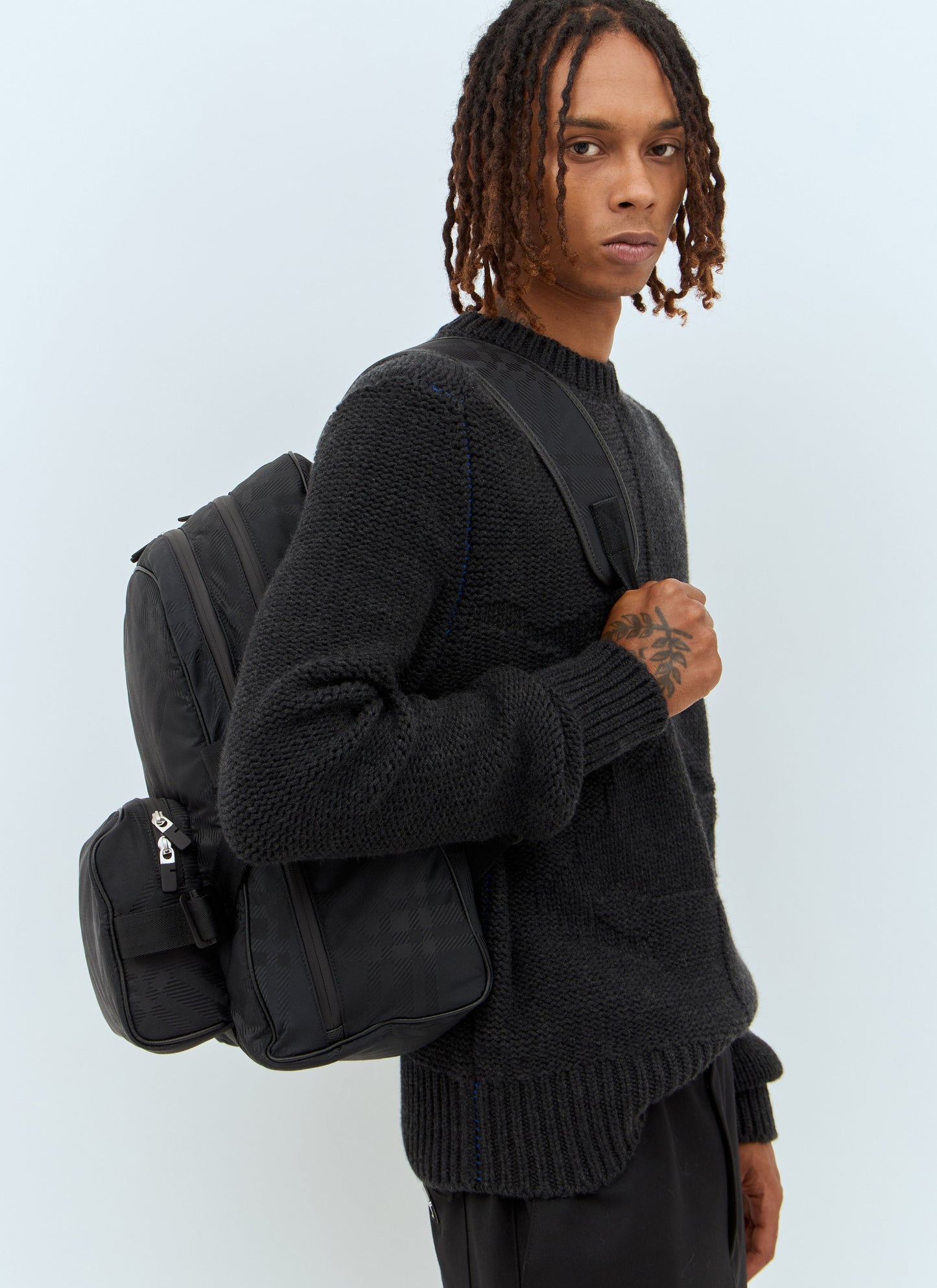 Burberry Men Check Jacquard Backpack