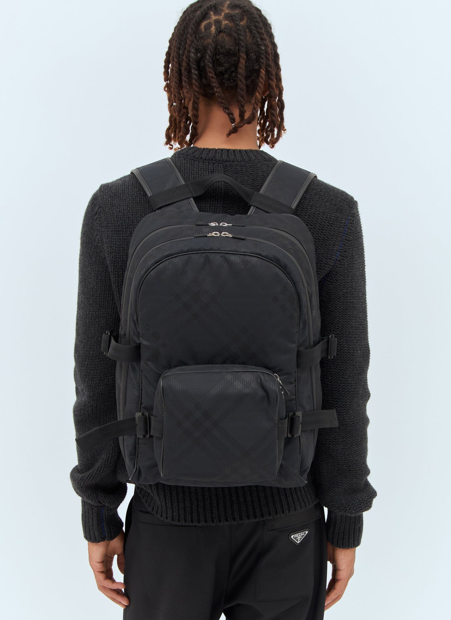 Burberry Men Check Jacquard Backpack