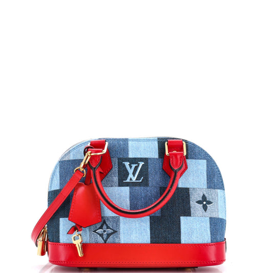 Alma Handbag Damier and Monogram Patchwork Denim BB