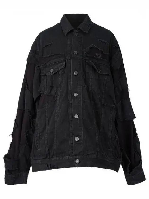 Balenciaga Unity Sports Icon Patchwork Denim Jacket Black