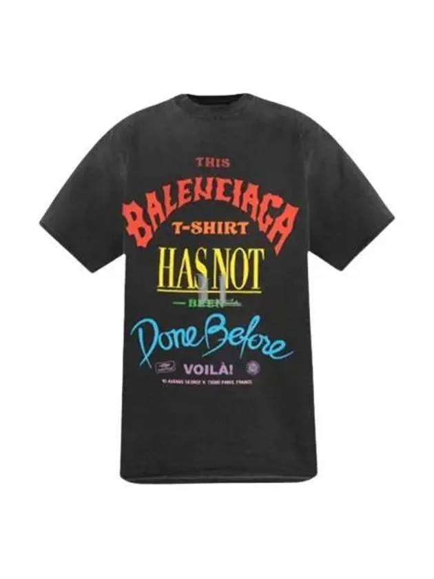 Balenciaga Slogan Print Oversized Short Sleeve T-Shirt Black