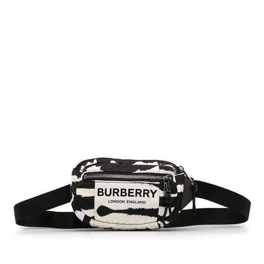 Burberry Logo Zebra Body Bag White Black Nylon  Burberry