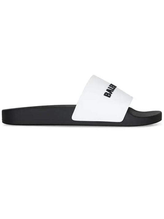 Balenciaga Logo Pool Slippers White