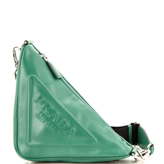 Prada Triangle Logo Zip Crossbody Bag Leather Small