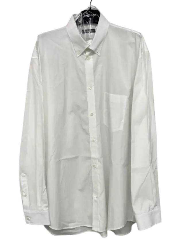 Balenciaga Logo Oversized Long Sleeve Shirt White