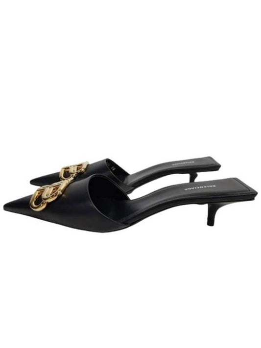 Balenciaga Gold BB Logo Mule Heel Black