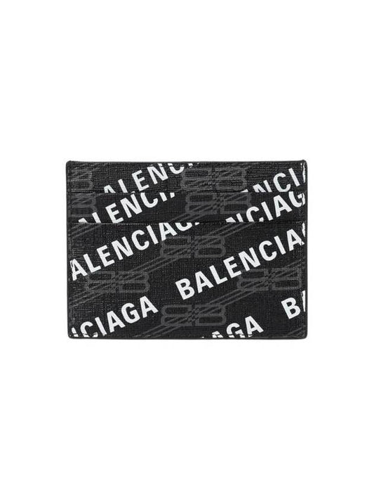 Balenciaga Monogram Pattern Card Wallet Black